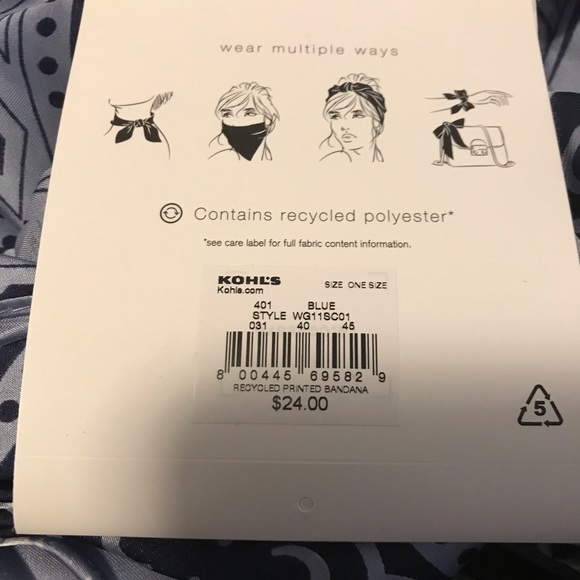 Elizabeth and James Polyester Satin Square Bandana Print Blue Scarf - Picture 6 of 7